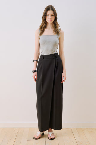 Wrap Front Fabric Trousers Black