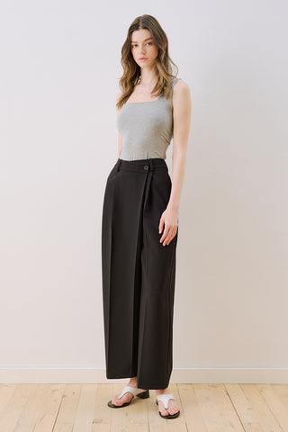 Wrap Front Fabric Trousers Black