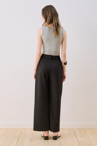 Wrap Front Fabric Trousers Black