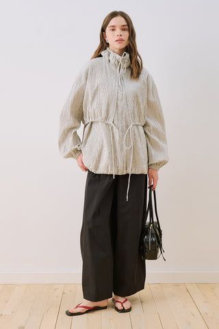 Checked Jacket With Ruched Detail Ecru