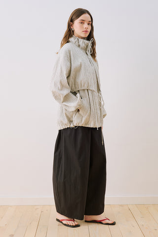 Checked Jacket With Ruched Detail Ecru