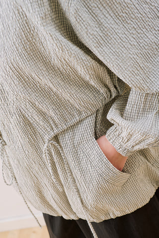 Checked Jacket With Ruched Detail Ecru