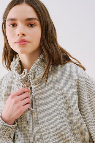 Checked Jacket With Ruched Detail Ecru