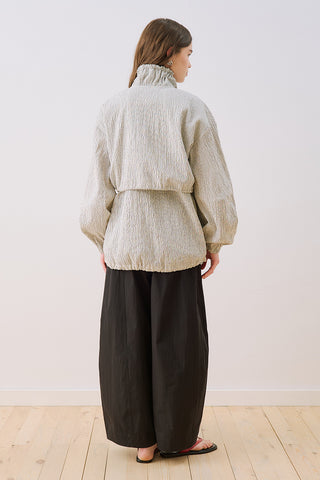 Checked Jacket With Ruched Detail Ecru