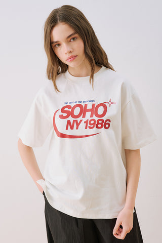 Printed Short Sleeve T-Shirt Ecru