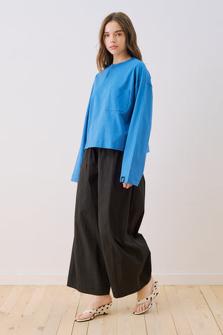 Long Sleeve Embroidered T-Shirt Blue