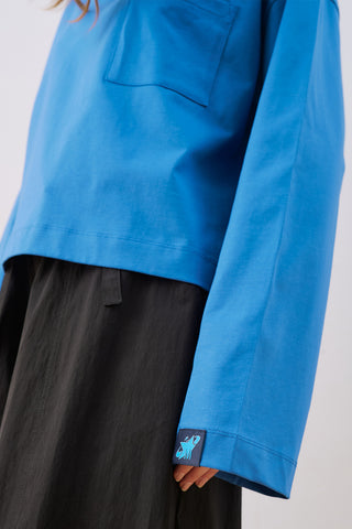 Long Sleeve Embroidered T-Shirt Blue