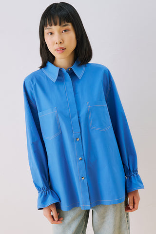 Lenny Pleat Detail Shirt Blue
