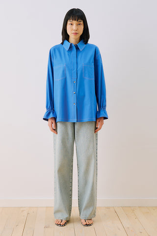 Lenny Pleat Detail Shirt Blue
