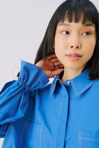 Lenny Pleat Detail Shirt Blue