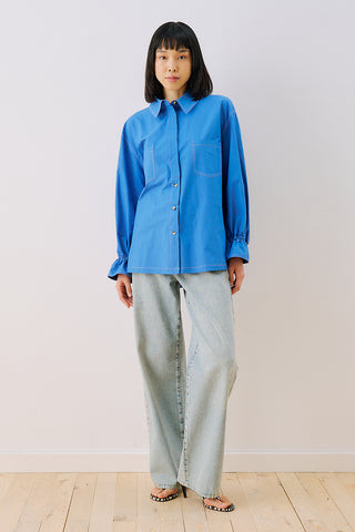 Lenny Pleat Detail Shirt Blue