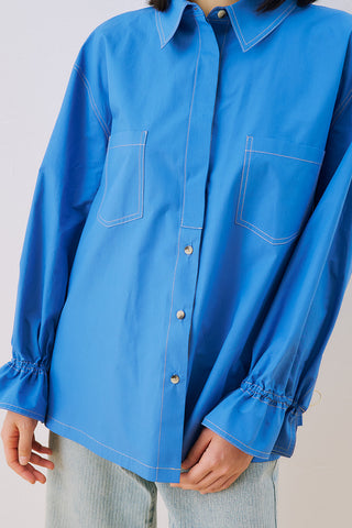 Lenny Pleat Detail Shirt Blue