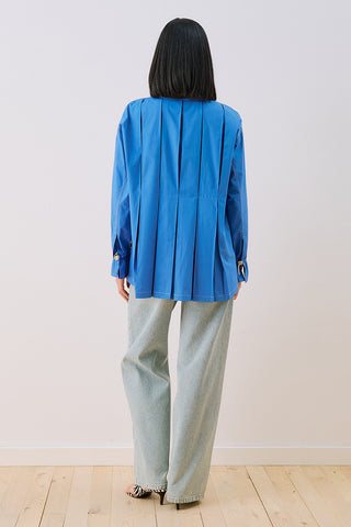 Lenny Pleat Detail Shirt Blue