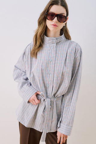 Leni Pleat Detail Shirt Blue