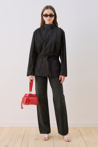 Leni Pleat Detail Shirt Black