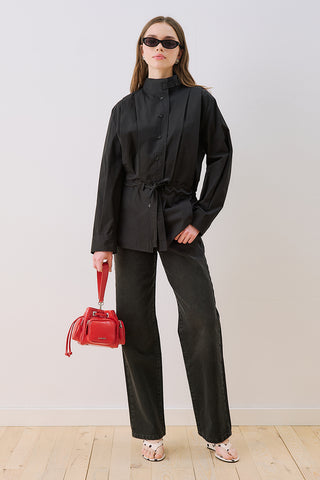 Leni Pleat Detail Shirt Black