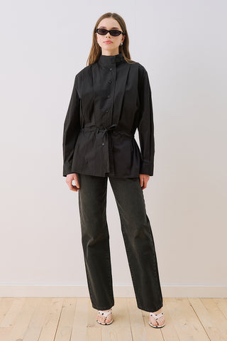 Leni Pleat Detail Shirt Black