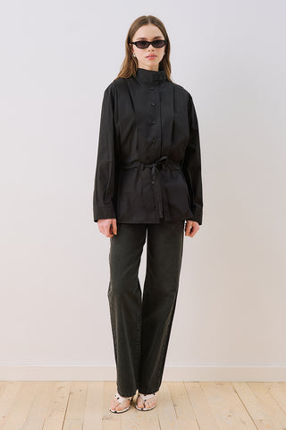 Leni Pleat Detail Shirt Black