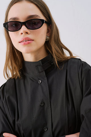 Leni Pleat Detail Shirt Black