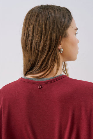 Striped T-Shirt With Scarf Detail Grey