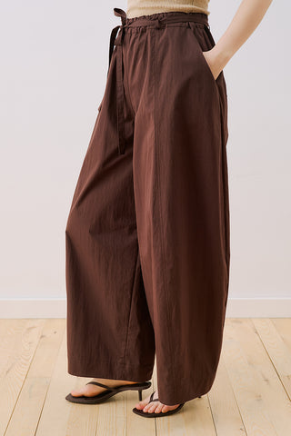 Elastic Waist Barrel Trousers Brown