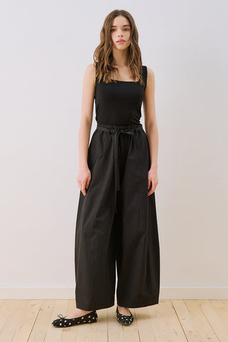 Elastic Waist Barrel Trousers Black
