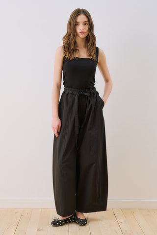 Elastic Waist Barrel Trousers Black