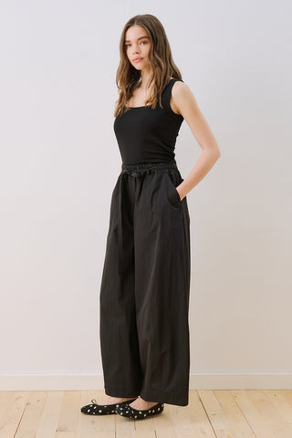 Elastic Waist Barrel Trousers Black