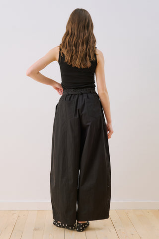 Elastic Waist Barrel Trousers Black