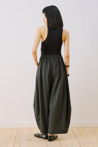 Balloon Leg Fabric Trousers Anthracite