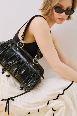 Adela Ruched Pocket Bag Black