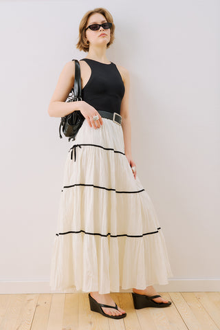 Isabella Striped Skirt Ecru