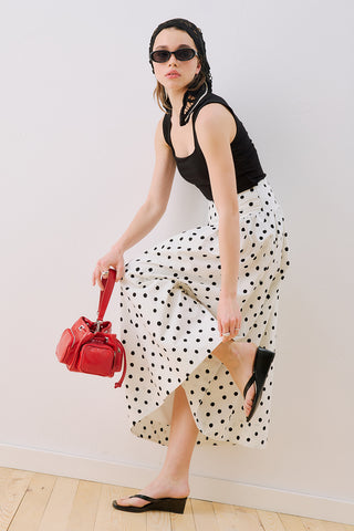 Corset Detail Maxi Skirt Polka Dot