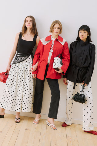 Belted Wide Collar Jacket Red