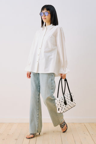 Lenny Pleat Detail Shirt Ecru