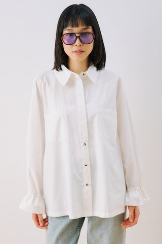 Lenny Pleat Detail Shirt Ecru