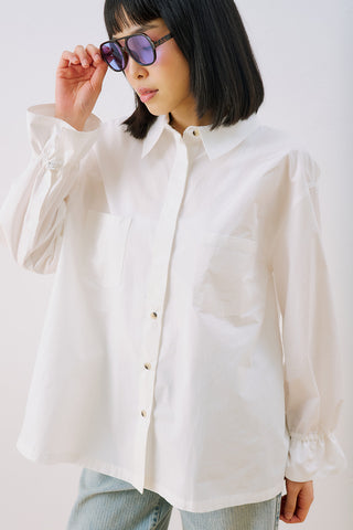 Lenny Pleat Detail Shirt Ecru