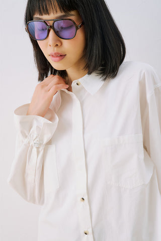 Lenny Pleat Detail Shirt Ecru