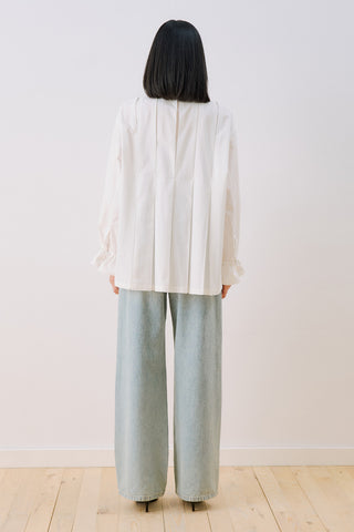 Lenny Pleat Detail Shirt Ecru