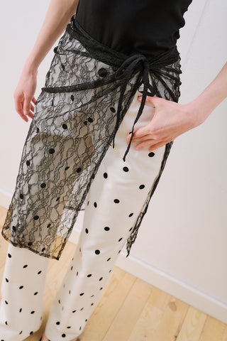 Lace Tie Pareo Black