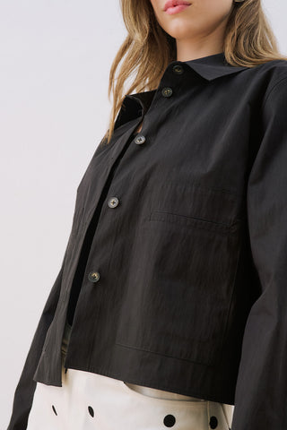 Utility Pocket Cropped Shirt Black