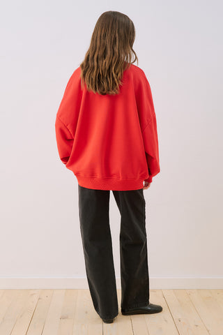 Oversized Sweatshirt With Label Detail Red