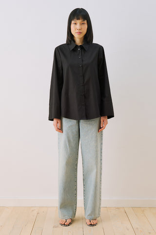 Poplin Shirt With Wide Cuffs Black