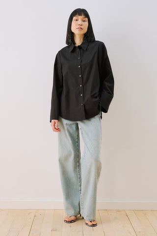 Poplin Shirt With Wide Cuffs Black