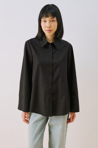 Poplin Shirt With Wide Cuffs Black