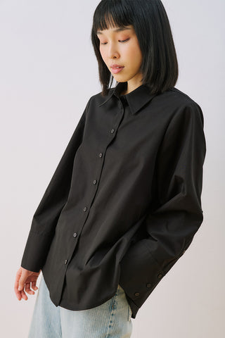 Poplin Shirt With Wide Cuffs Black