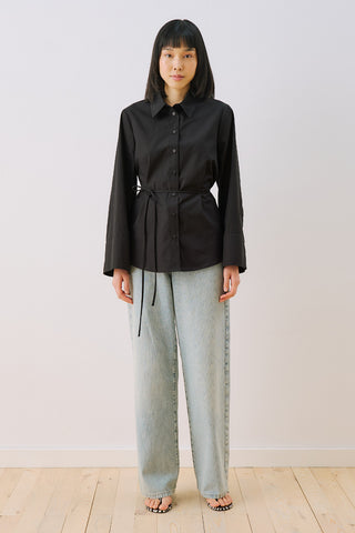 Poplin Shirt With Wide Cuffs Black