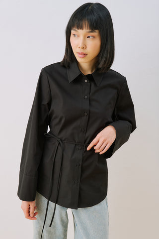 Poplin Shirt With Wide Cuffs Black