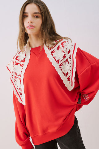 Lace Trim Shawl Ecru