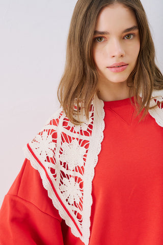 Lace Trim Shawl Ecru